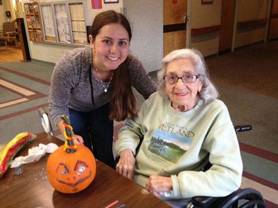 Stephanie with a resident